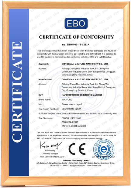 Porcellana DONGGUAN MAUFUNG MACHINERY CO.,LTD Certificazioni